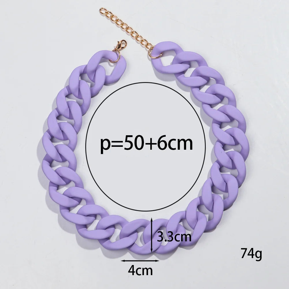 New Colorful Matte Acrylic Wide Chain Choker Necklaces for Women Statement Bohemian Resin Chunky Collar Necklace Fashion Jewelry - EastCurated