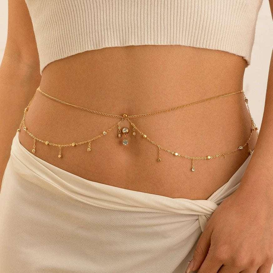 Ingemark Minimalism Multilayer Belly Waist Chain Women Summer Bikini Goth Piercing Navel Nail Body Jewelry Festival Accessories