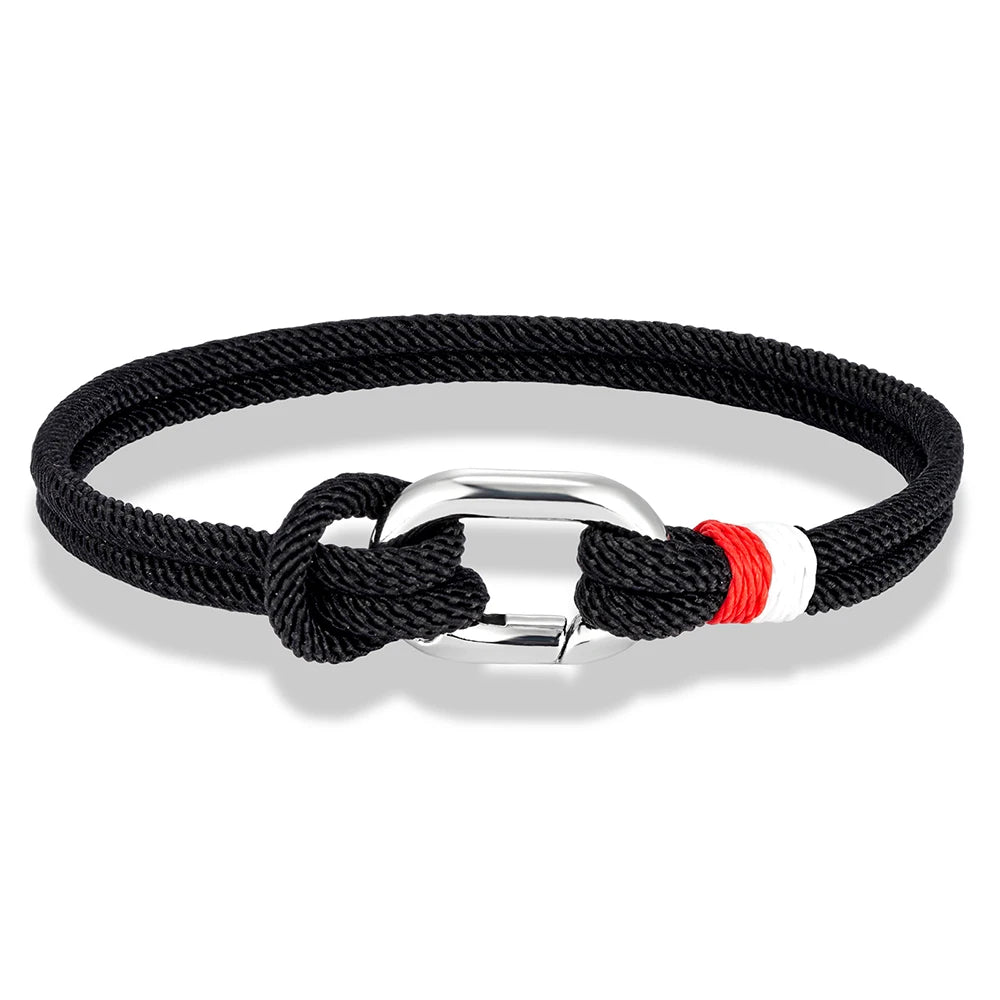 MKENDN New Nautical Mens Thin Rope Bracelet With Oval Circle Spring Clasp For Surfer Beach Jewelry Gifts