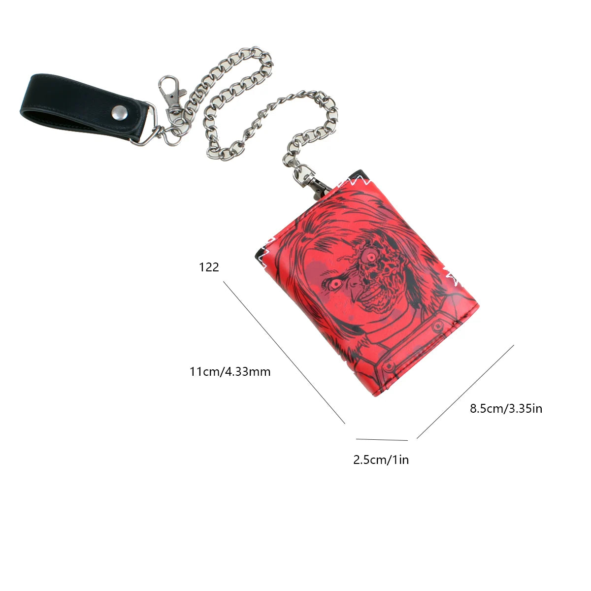 Three fold men's wallet with chain, personalized embroidered relief luminous card clip - EastCurated