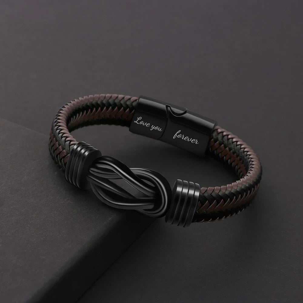 Men Leather Bracelets Birthday Gifts for Dad New Dad Daddy to Be Brother Boys Men Him on Christmas Valentines Day Father's Day - EastCurated
