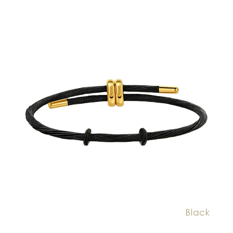 Linear Gold Wire Bracelet | Minimalist Adjustable Stainless Steel Cuff