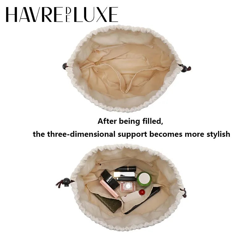 Drawstring bag organizer insert shoulder strap for Basket Picotin straw woven bag support inner liner bags accessories - EastCurated