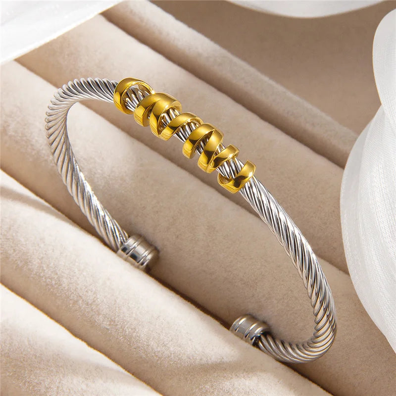 Adjustable Small Cz Crisscross Intergold Bracelet Titanium Steel Twisted Bangle  Minimalist High-End Fashion Jewelry For Woman - EastCurated