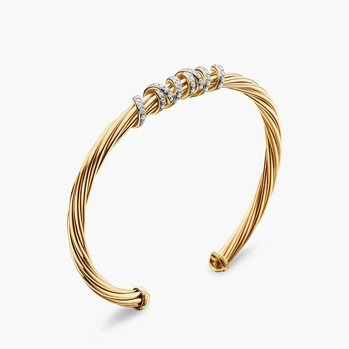 Cable Wire Twist Gold Cuff Bracelet - EastCurated