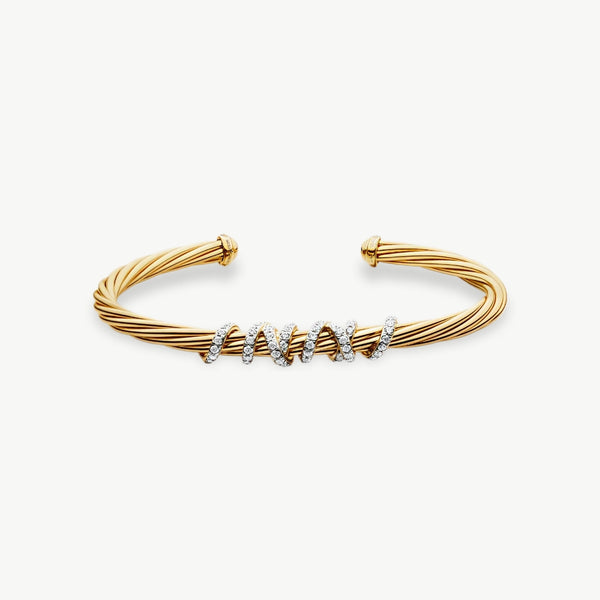 Cable Wire Twist Gold Cuff Bracelet - EastCurated