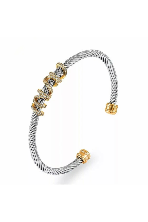 Cable Wire Twist Silver Cuff Bracelet - EastCurated