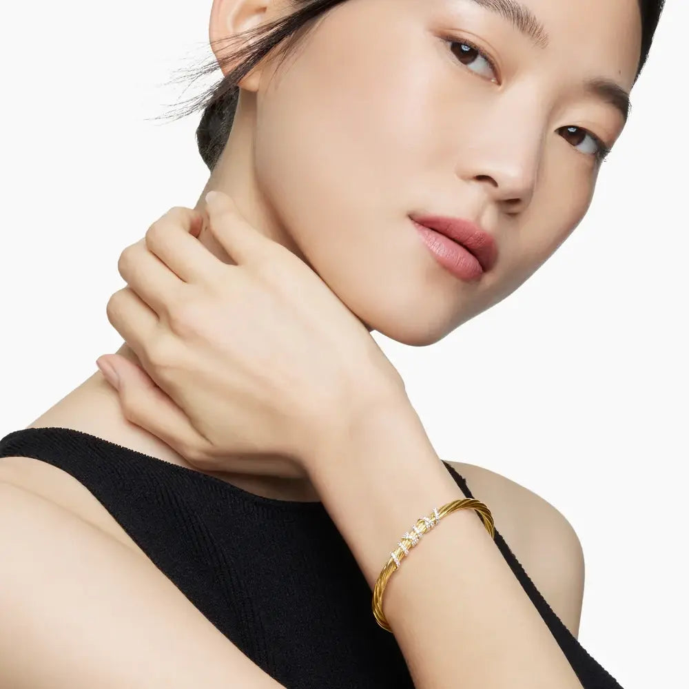 Cable Wire Twist Gold Cuff Bracelet - EastCurated