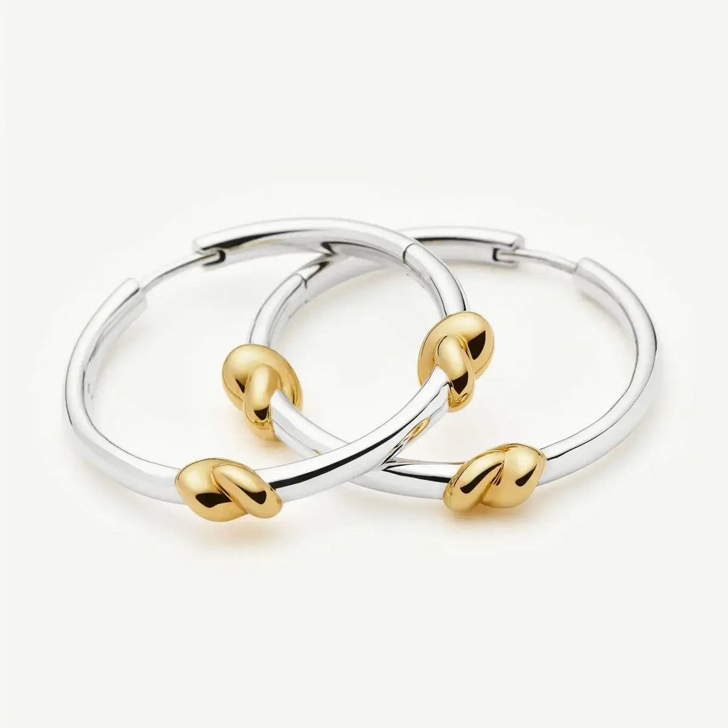 Two-Tone Knot Hoop Earrings