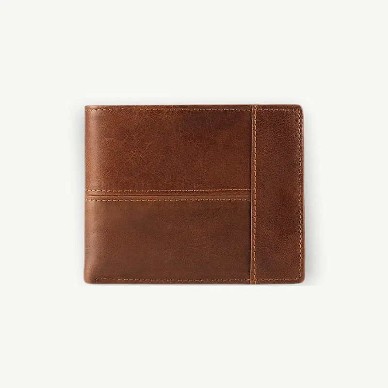 Vintage brown genuine leather bifold wallet with RFID blocking - East Curated
