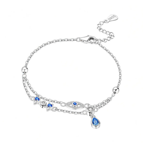 Zircon Devil's Eye Inlaid Stone Drop Bracelet - EastCurated