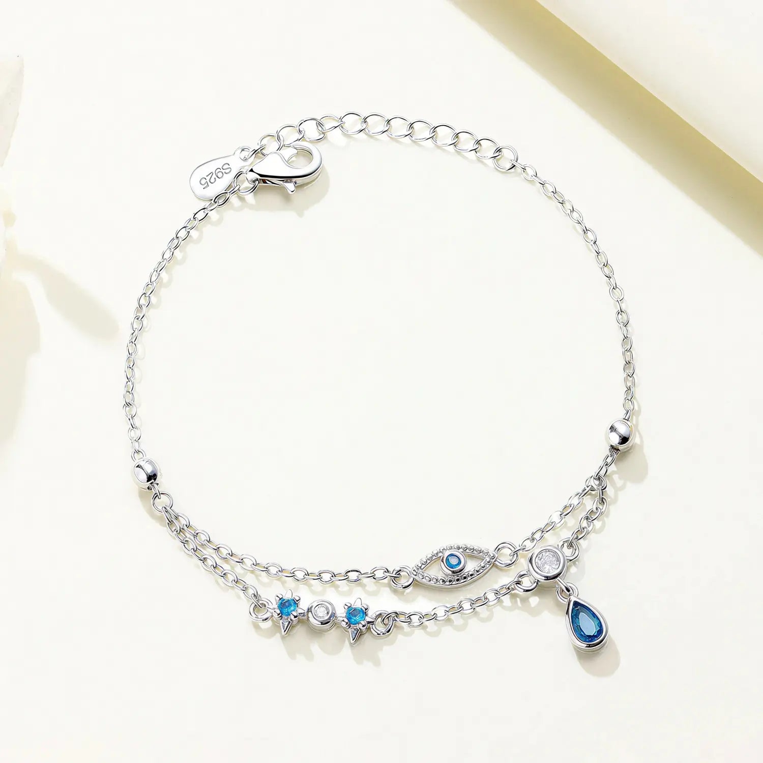 Zircon Devil's Eye Inlaid Stone Drop Bracelet - EastCurated