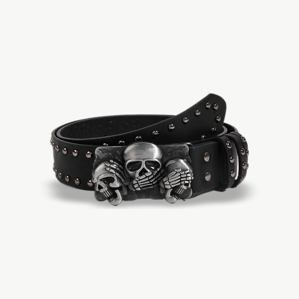 Desinger Belts For Women High Quality Luxury Brand Punk Goth Rivet Black Jeans Unisex Men Belt Paw Skull Buckle Waistband Man - EastCurated