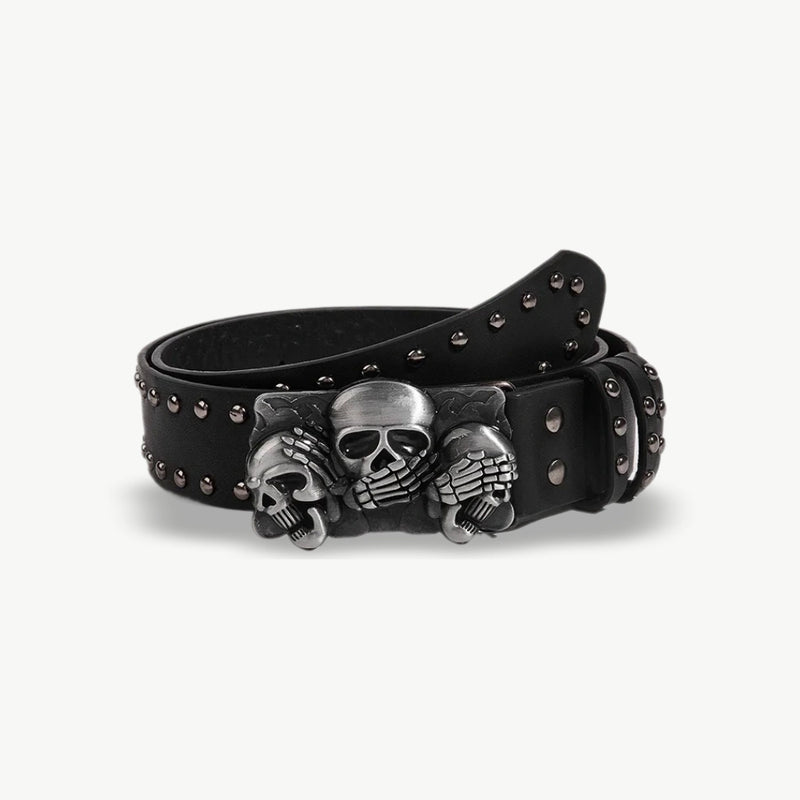 Desinger Belts For Women High Quality Luxury Brand Punk Goth Rivet Black Jeans Unisex Men Belt Paw Skull Buckle Waistband Man - EastCurated