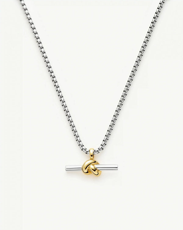 Chunky Knot T-Bar Necklace | Gold & Silver