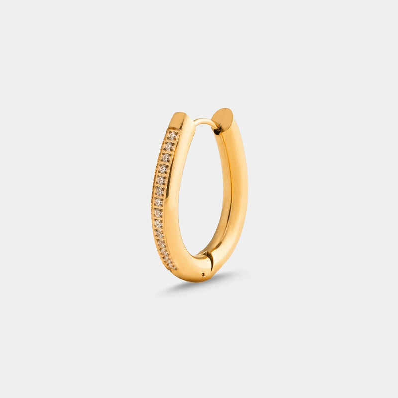 Legacy Earrings gold pavé hoop — front view