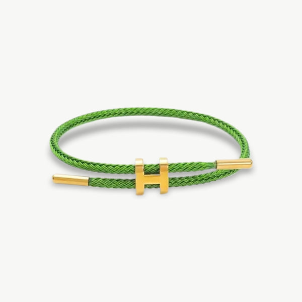 Braided Rope Bracelet Adjustable for Women with Stainless Steel Charms Arm Stacking Jewelry