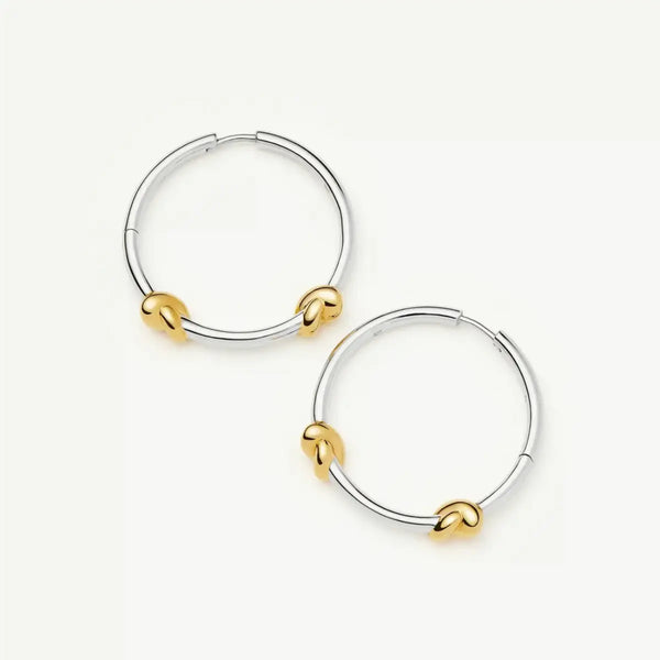 Two-Tone Knot Hoop Earrings