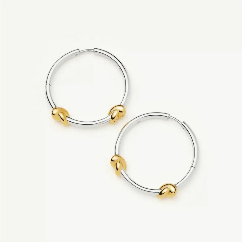 Two-Tone Knot Hoop Earrings