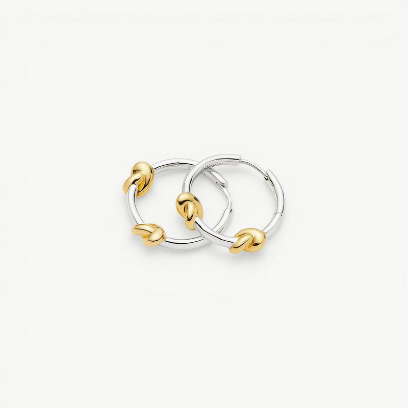 Ridge Sculptural Knot Hoops | Two-Tone Gold & Silver