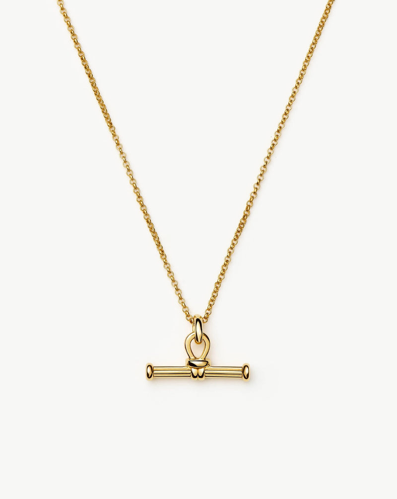 Ridge T-Bar Chain Necklace in 18ct Gold Plated finish, classic toggle clasp design