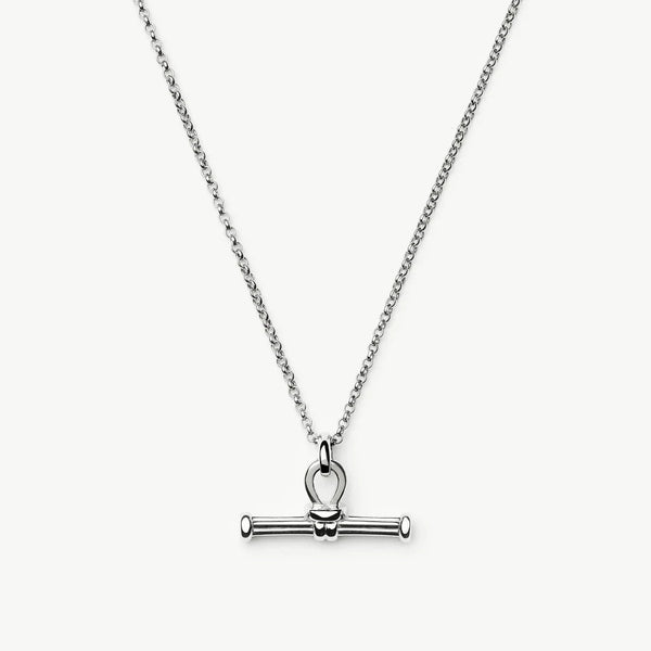 Ridge T-Bar Chain Necklace — Silver