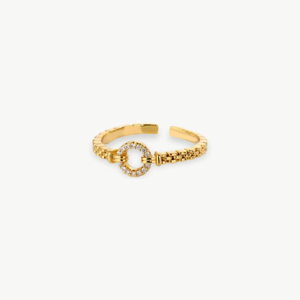 Zircon Round Rings For Women Punk Rock Chain Round Open Adjusted Stainless Steel Ring Accessories Jewelry Gift Bijoux Femme