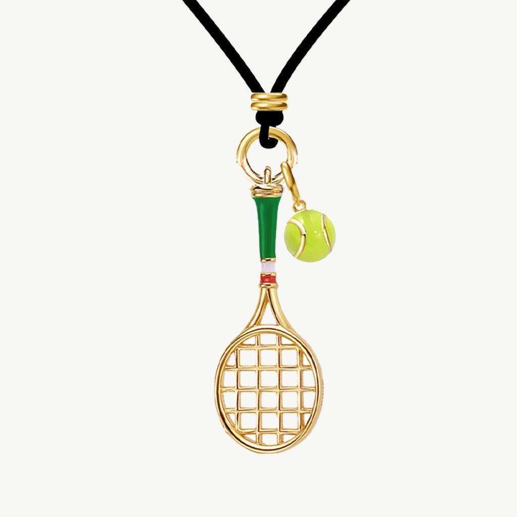 Tennis Racquet Men's Cord Necklace (Green)