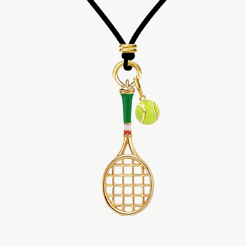 Tennis Racquet Men's Cord Necklace (Green)