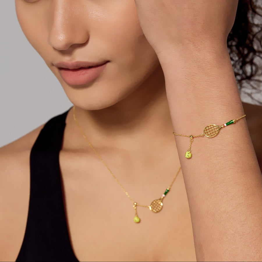Tennis Racquet Pendant Necklace — Green — A Closer Look